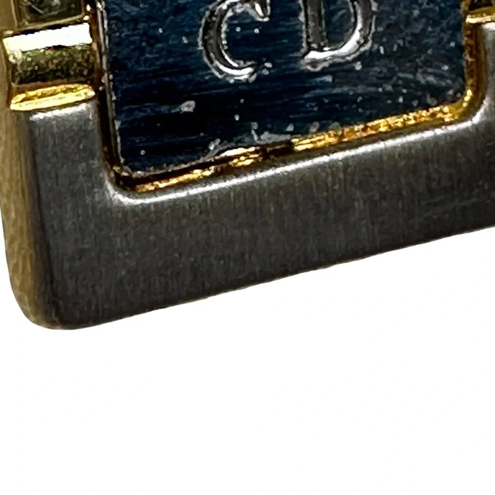 Vintage Christian Dior Mens Gold Silver Tone CD Logo Cufflinks and Tie Clip Set